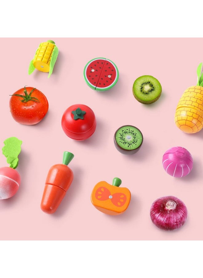 iPlay, iLearn iPlay, iLearn Wooden Play Food Toy, Kids Wood Cutting Magnetic Fruit Vegetables, Toddler Cooking Pretend Play Kitchen Food Set, Montessori Educational Birthday Gift for Age 3 4 5 6 7 Year Old Girl Boy  - Image 4