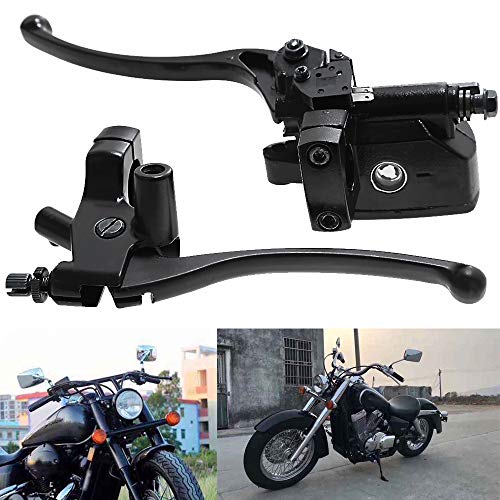 Saihisday Brake Master Cylinder Lever for Honda NV400 NV600 NV750 VF750 VT250 VT750 VT1100 VT1300 [One Pair. Color: Black/Silver] - Image 1