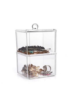 Cotton Ball and Swab Holder Organizer, Clear Acrylic Pad Container for Swabs, Q-Tips, Make Up Pads, Cosmetics More