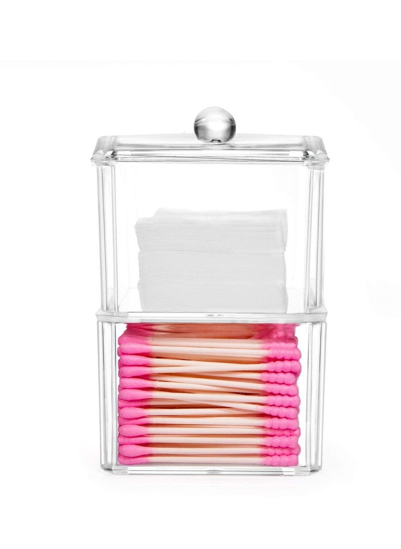 Excefore - Cotton Ball and Swab Holder Organizer, Clear Acrylic Pad Container for Swabs, Q-Tips, Make Up Pads, Cosmetics More - Image 1