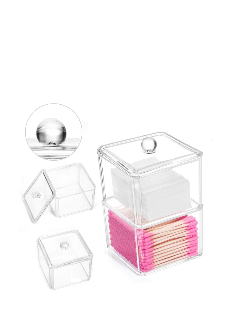 Excefore - Cotton Ball and Swab Holder Organizer, Clear Acrylic Pad Container for Swabs, Q-Tips, Make Up Pads, Cosmetics More - Image 1