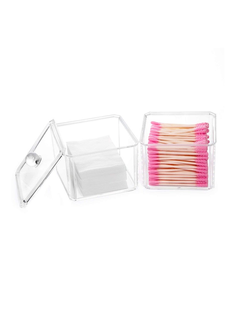 Excefore - Cotton Ball and Swab Holder Organizer, Clear Acrylic Pad Container for Swabs, Q-Tips, Make Up Pads, Cosmetics More - Image 1