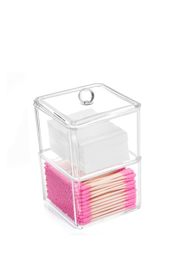Excefore - Cotton Ball and Swab Holder Organizer, Clear Acrylic Pad Container for Swabs, Q-Tips, Make Up Pads, Cosmetics More - Image 1