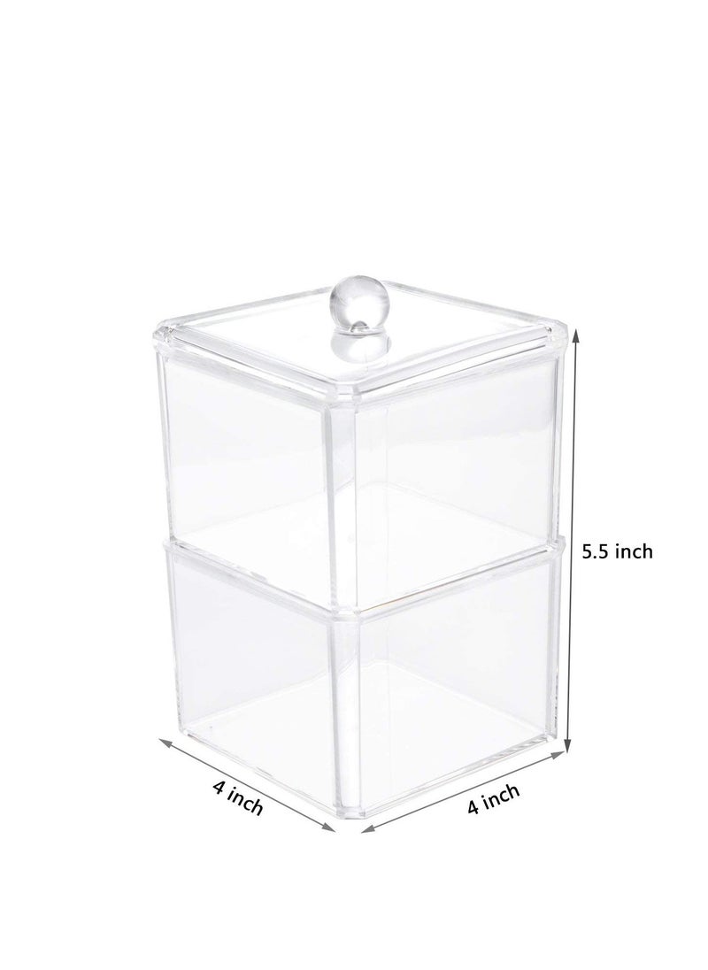 Excefore - Cotton Ball and Swab Holder Organizer, Clear Acrylic Pad Container for Swabs, Q-Tips, Make Up Pads, Cosmetics More - Image 1