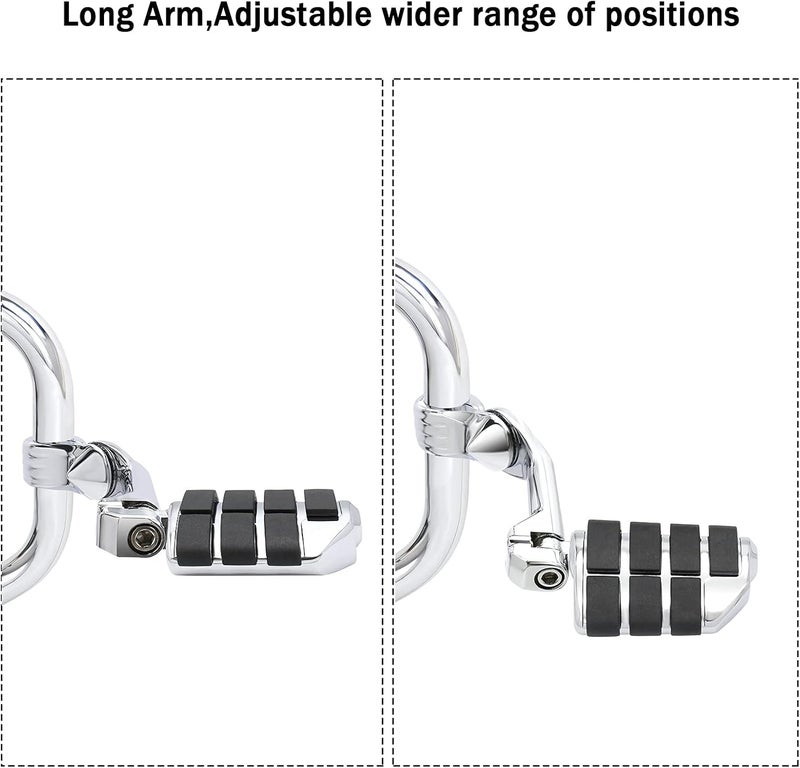 JUNJUMOTO Long Angled Adjustable Highway Peg Mount Kit for Harley Motorcycles (Chrome) - Image 2