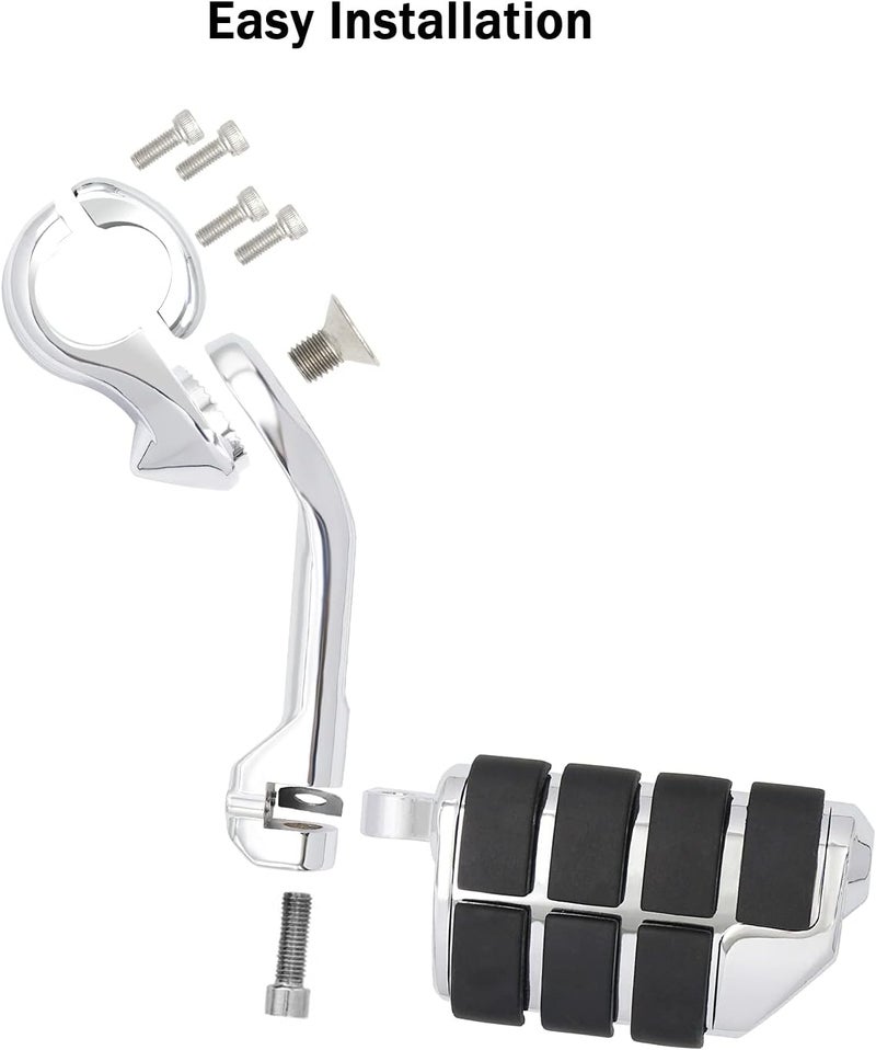 JUNJUMOTO Long Angled Adjustable Highway Peg Mount Kit for Harley Motorcycles (Chrome) - Image 5