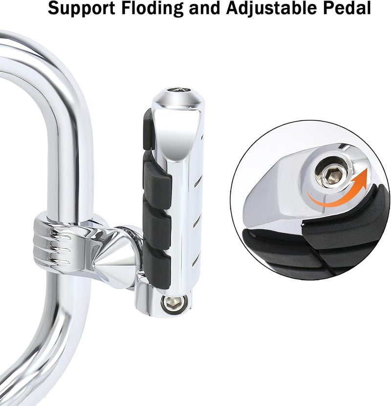 JUNJUMOTO Long Angled Adjustable Highway Peg Mount Kit for Harley Motorcycles (Chrome) - Image 3