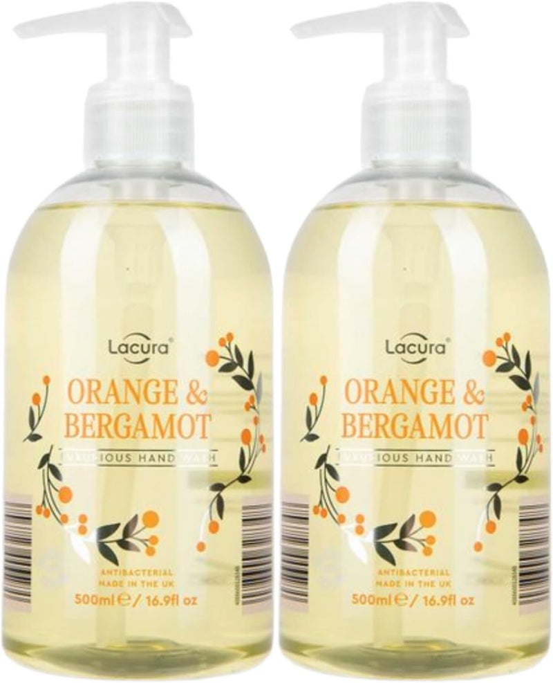 Aldi Lacura Orange Bergamot Luxurious Hand Wash Antibacterial 500ml TWIN PACK