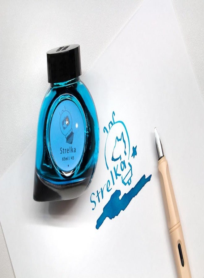 Colorverse Strelka & JFK's Dog Pushinka | Blue & Brown | Fountain Pen Ink Bottles | 65ml & 15ml | Dye Based | 2 Bottle Set | Multiverse Series - Image 3