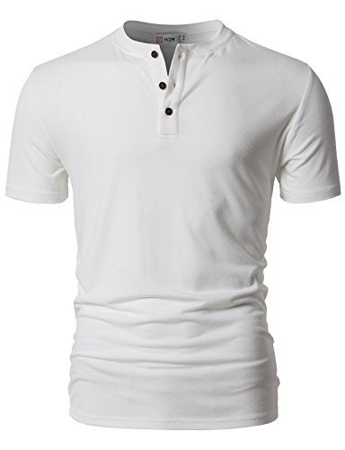 H2H Mens Slim Fit ButtonFront Short Sleeve TShirt in Solid Color White US LAsia XL CMTTS0203 - Image 3