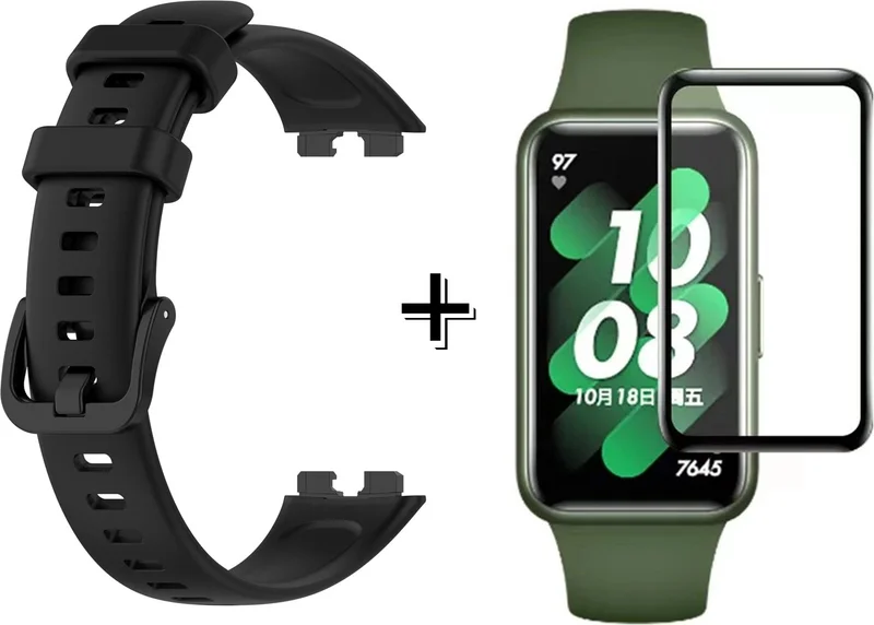 فورزاكاس Silicone Band Strap + Screen Protection Film Compatible with Huawei Band 8 - FC541