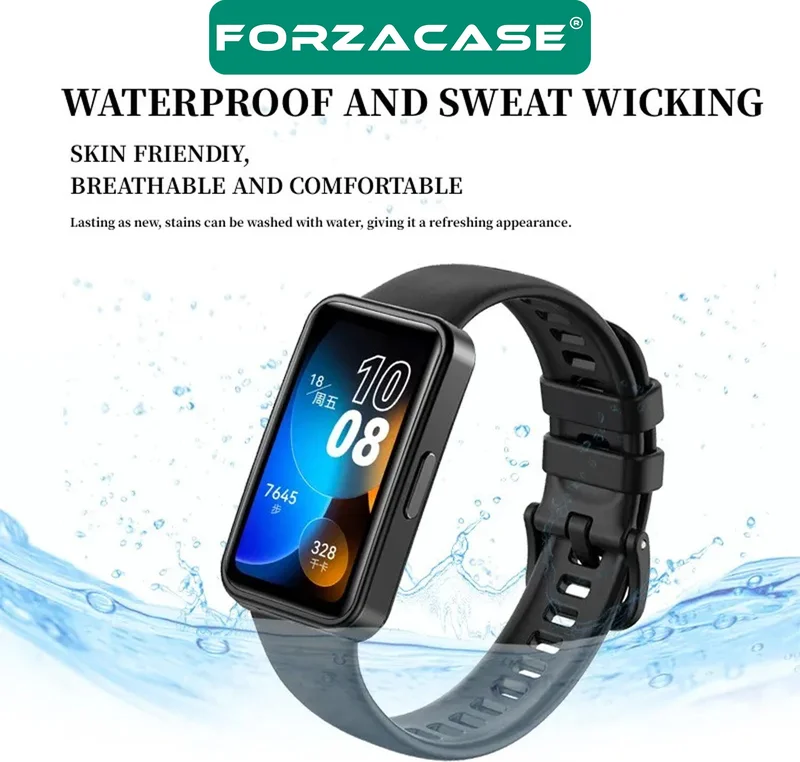 فورزاكاس Silicone Band Strap + Screen Protection Film Compatible with Huawei Band 8 - FC541
