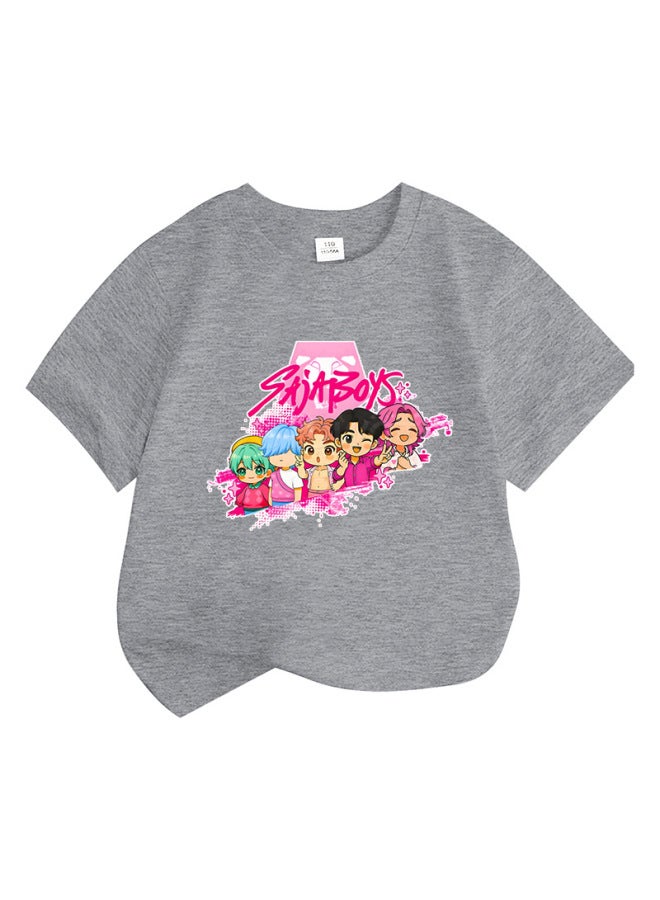 Best Seller Kpop Anime Cartoon Print Fashion Kids Short Sleeve T-shirt Loose Casual Top - Image 1