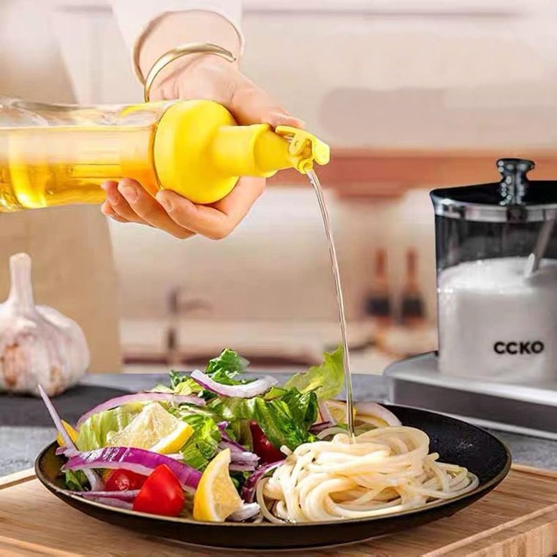 SHFTI Olive Oil Dispenser Oil and Vinegar Dispenser Oil and Vinegar Bottle Set with Funnel Olive Oil Bottle and Vinegar Bottle Glass Set ROUND BROWN - Image 3