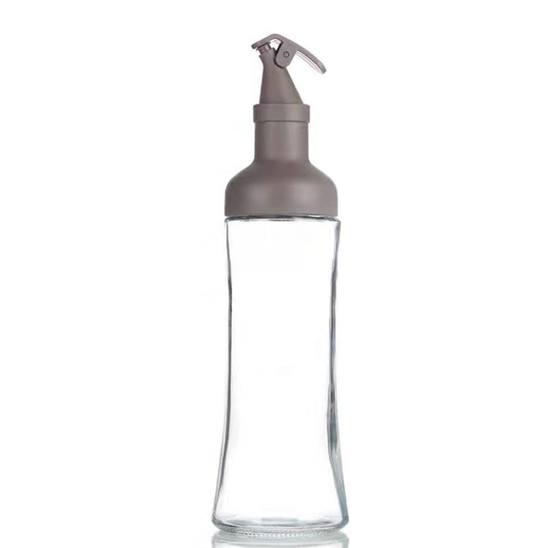 SHFTI Olive Oil Dispenser Oil and Vinegar Dispenser Oil and Vinegar Bottle Set with Funnel Olive Oil Bottle and Vinegar Bottle Glass Set ROUND BROWN - Image 1