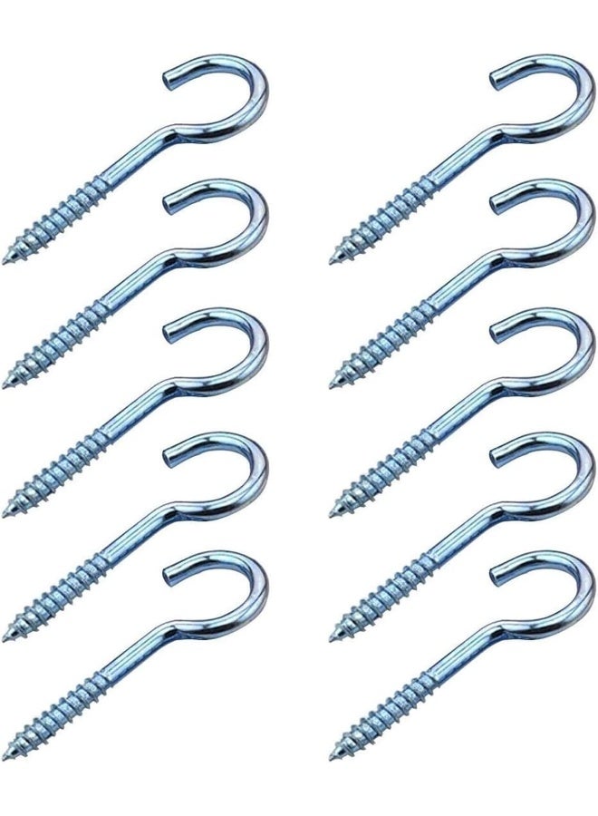 Biella 10Pcs Screw-In Hook Gi Self-Tapping Screw Hooks - Open Eye Hooks For Home, Hanging Plants, Office, Outdoor Use, Lighting Hook Racks Etc (5.1Mm) - Image 1