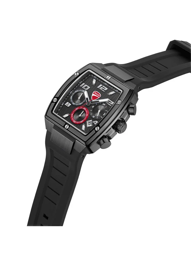 Ducati Pioneer Black Dial, Silicone Strap, Chronograph Watch for Men, 41mm