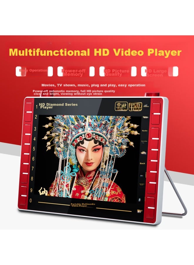 Newmine مكبر صوت مشغل الفيديو Dl-708، آلة ترفيه لكبار السن، مشغل فيديو للرقص الجماعي مع شاشة عرض، راديو، مشغل فيديو، تلفاز محمول متعدد الوظائف - Image 2