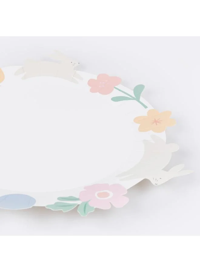 Meri Meri  Easter Icons Edged Dinner Plates - Pack of 8, 450gsm Paper Plates with Bunnies, Chicks, Carrots and Flowers, Soft Spring Colors, Stylish Party Tableware for Easter Celebrations  | Best Price UAE