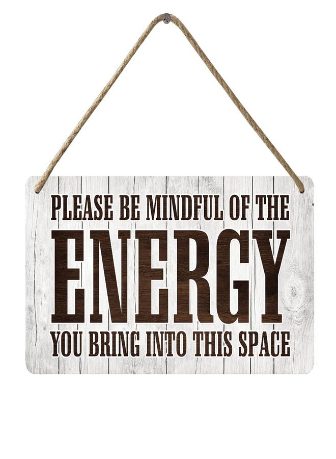 Yoecod Positive Affirmations Wall Decor Good Vibes Only Sign Bedroom Door Decor Please Be Mindful Of The Energy You Bring Into This Space Signs Zen Pictures Home Spiritual Decor Hanging Signs 12x6 In - Image 1