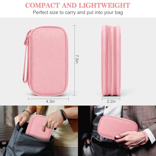 FYY Electronic Organizer, Travel Bag, Pouch, Carry Case Portable Waterproof Double Layers for Cable, Cord, Charger, Phone, Earphone Pink - Image 2