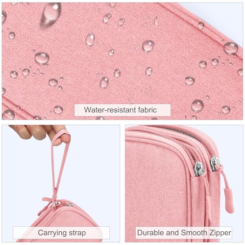 FYY Electronic Organizer, Travel Bag, Pouch, Carry Case Portable Waterproof Double Layers for Cable, Cord, Charger, Phone, Earphone Pink - Image 4