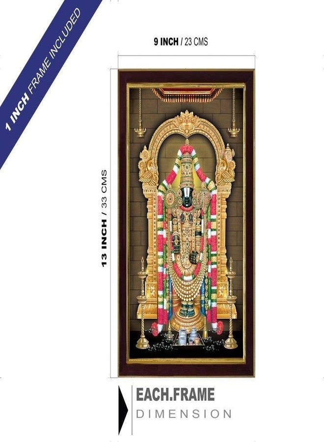 NOBILITY Lord Tirupati Balaji Sparkle Coated Digital Reprint Painting Wall Art Decor Statue Idol for Home Decoration Living Room Office Wedding Return Diwali Gift Items for Friends Family Gifts - Image 3