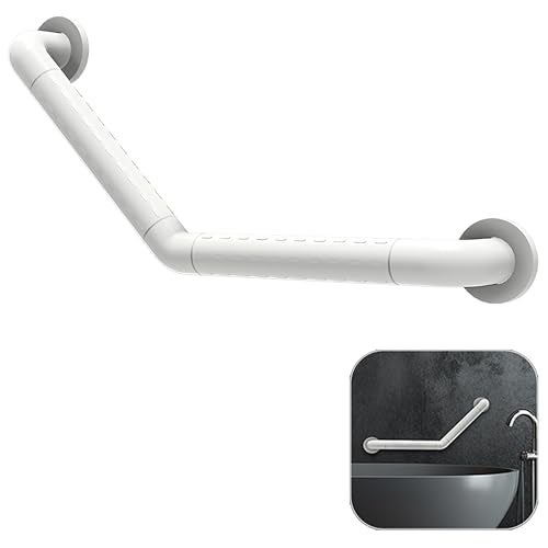 Rehamo 60° Angled Nylon Stainless Steel Grab Bar for Bathroom Safety | Wall Mounted Toilet Hand Support with Textured Anti-Slip Grip | Heavy Duty Elderly & Senior Safety Rail 30x30cm - Image 2