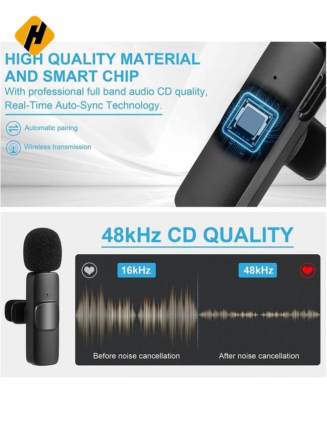 HuHa 2 PCS Professional Wireless Lavalier Microphone for iPhone iPad only, Cordless Bluetooth Lapel Microphone for YouTube/Facebook Live Stream, TikTok Vlog  - Image 3