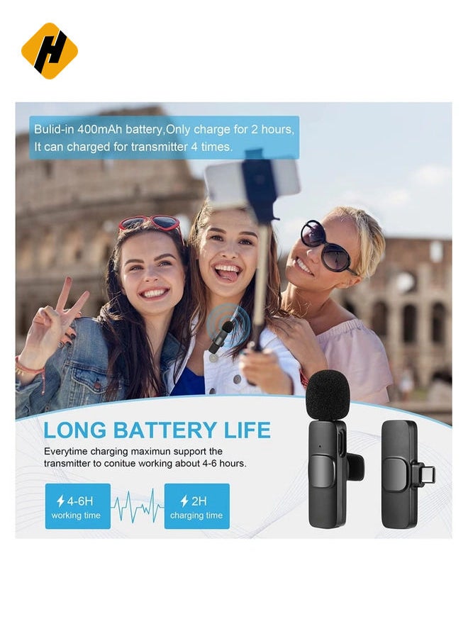 HuHa 2 PCS Professional Wireless Lavalier Microphone for iPhone iPad only, Cordless Bluetooth Lapel Microphone for YouTube/Facebook Live Stream, TikTok Vlog  - Image 4