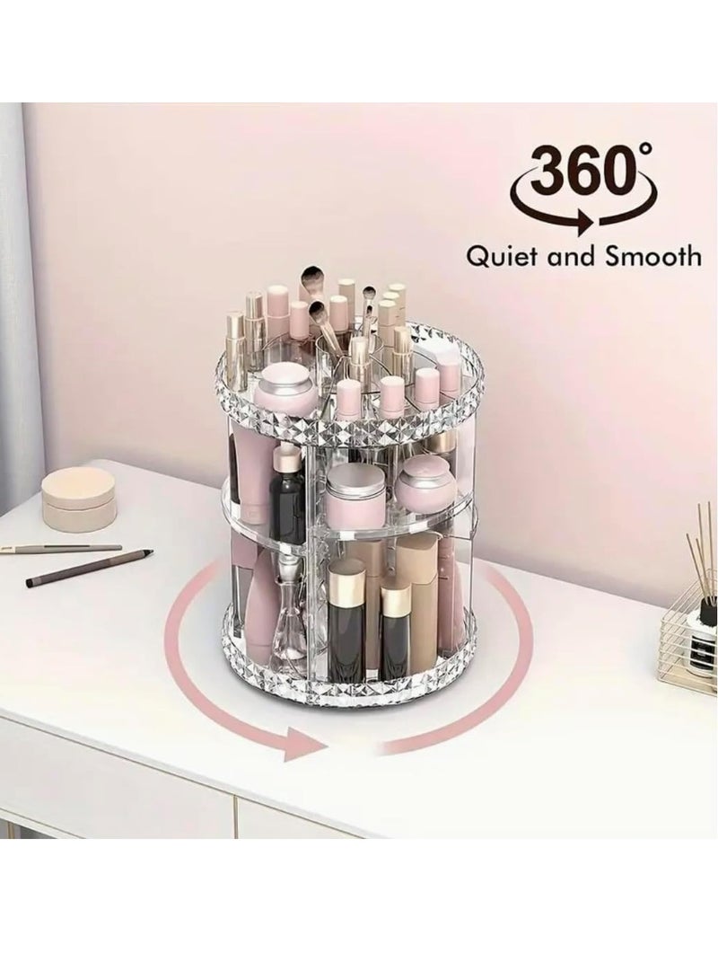 جينزي منظم مكياج دوار | حقيبة تخزين فاخرة دوارة 360 درجة | منظم أكريليك شفاف لتخزين مستحضرات التجميل والحمام، للعطور، وأدوات التجميل، والمكياج، وأحمر الشفاه، والفرش - Image 3