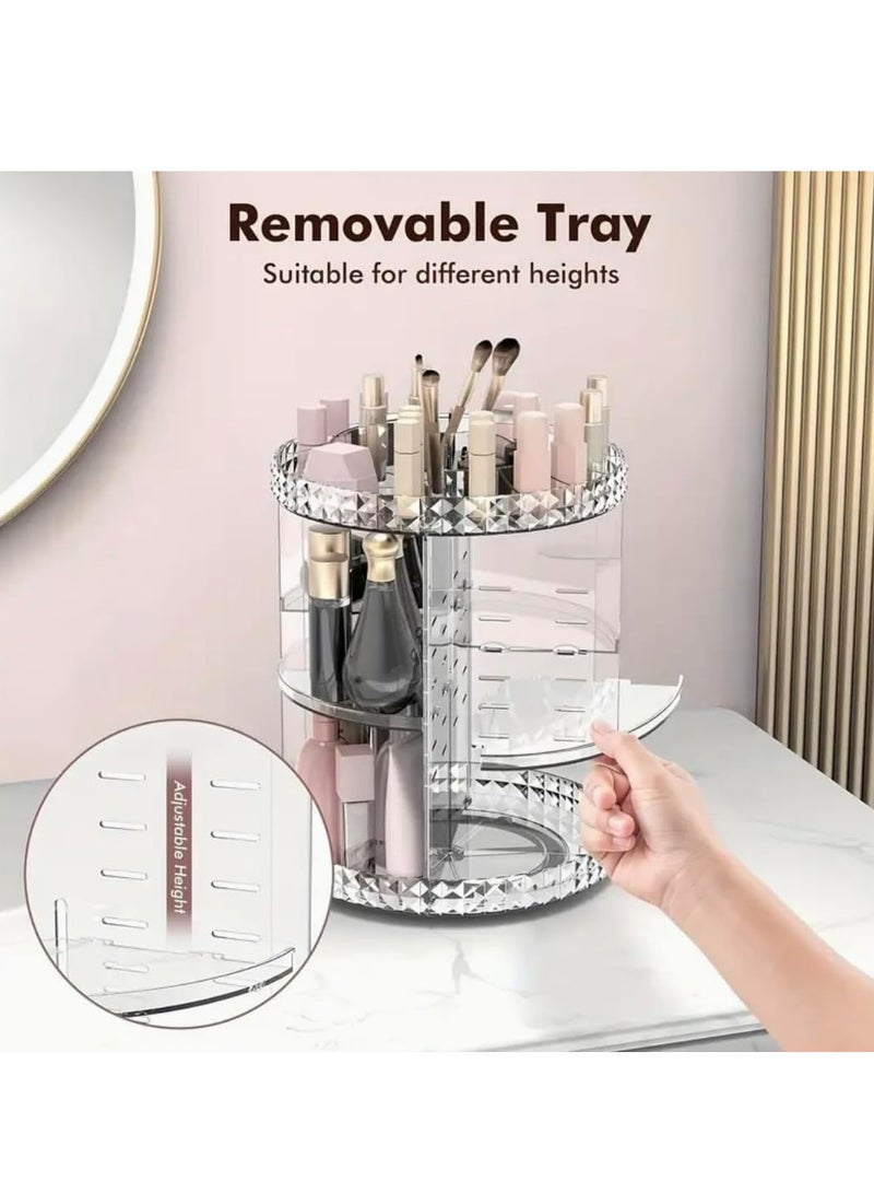 جينزي منظم مكياج دوار | حقيبة تخزين فاخرة دوارة 360 درجة | منظم أكريليك شفاف لتخزين مستحضرات التجميل والحمام، للعطور، وأدوات التجميل، والمكياج، وأحمر الشفاه، والفرش - Image 4