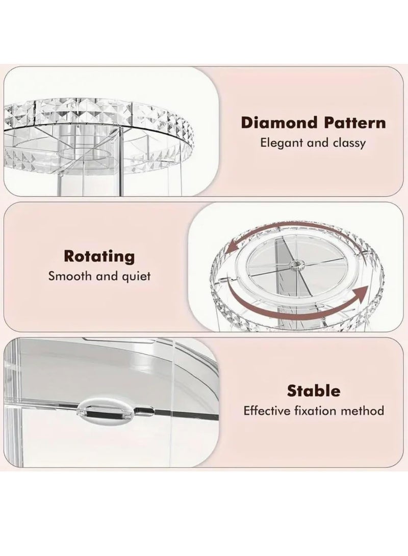 جينزي منظم مكياج دوار | حقيبة تخزين فاخرة دوارة 360 درجة | منظم أكريليك شفاف لتخزين مستحضرات التجميل والحمام، للعطور، وأدوات التجميل، والمكياج، وأحمر الشفاه، والفرش - Image 5