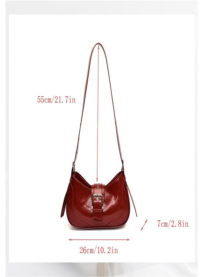 Ayliss Shoulder Bag for Women Red Purse Y2k Top Handle Bag Burgundy Purse Vegan Leather Tote Handbag Clutch Hobo Studded Clutch (Red) - Image 2