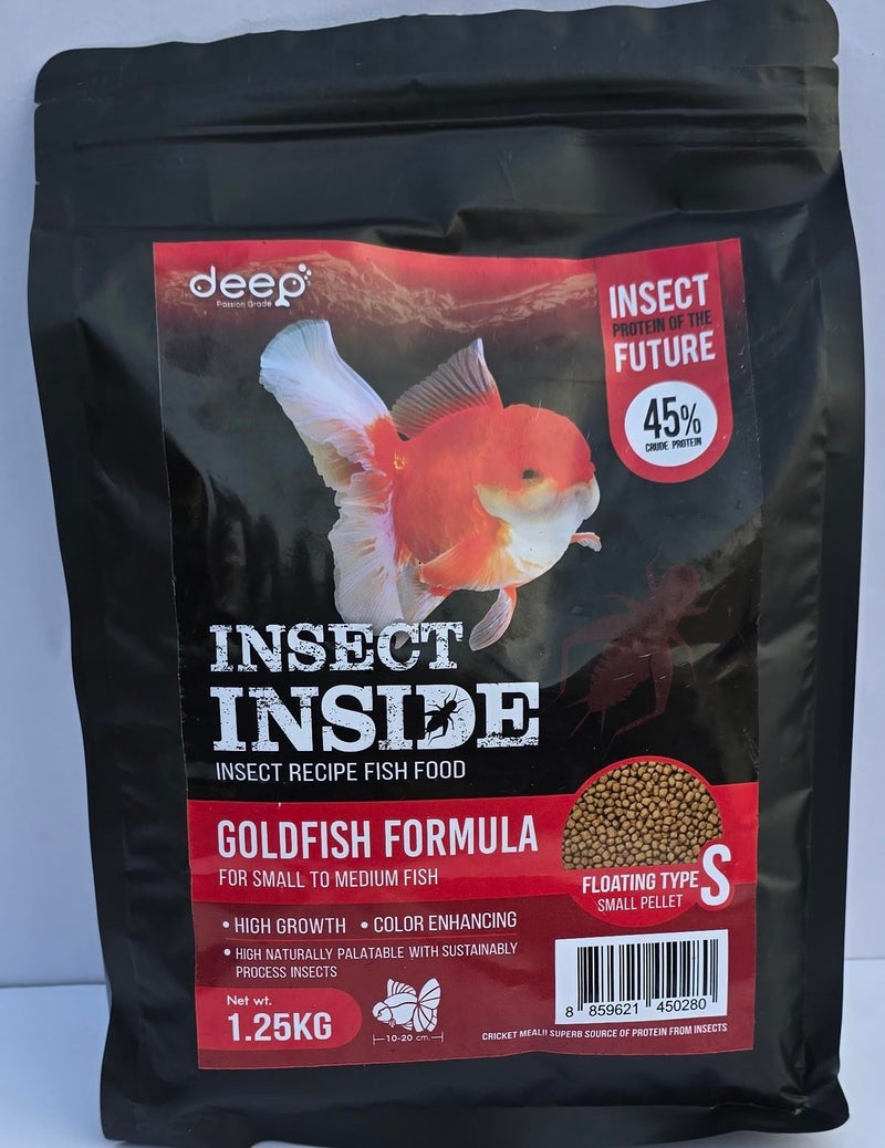 Deep Insect Inside (Cricket) for High Protein Super Premium Gold Fish Formula for High Growth & Colour Enhancing Floating Small Pellet 1.25 Kg - Image 1