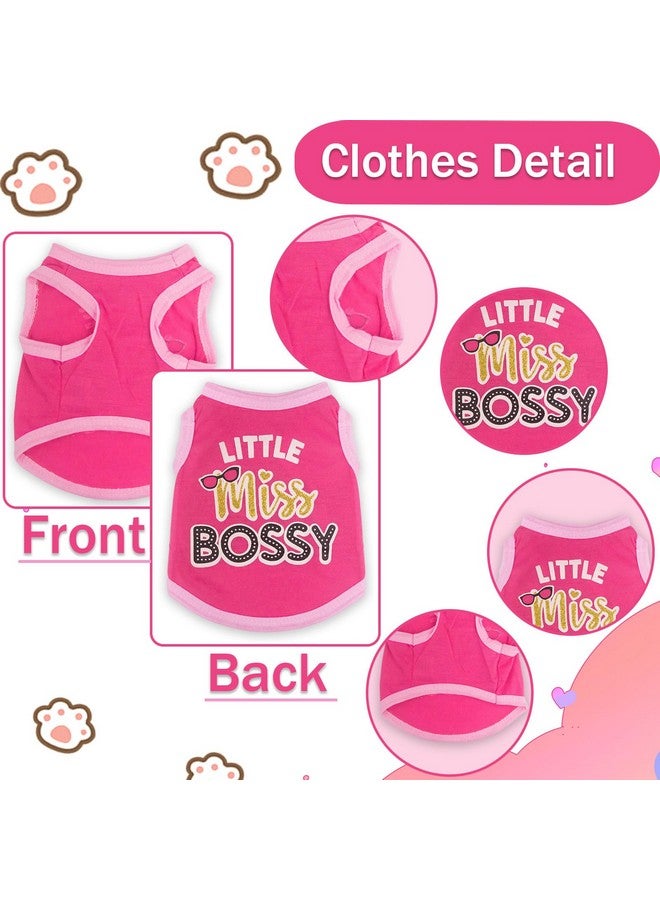 4 Pieces Dog Clothes for Small Dogs Girl Chihuahua Clothes Cute Pink Puppy Shirts Soft Small Puppy Shirts Shih Tzu Clothe Teacup Dog Costume Pet Cat Outfit Clothing for Xs - Image 4