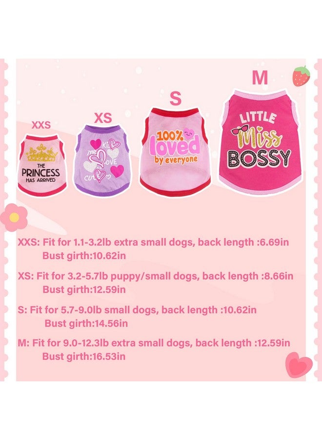 4 Pieces Dog Clothes for Small Dogs Girl Chihuahua Clothes Cute Pink Puppy Shirts Soft Small Puppy Shirts Shih Tzu Clothe Teacup Dog Costume Pet Cat Outfit Clothing for Xs - Image 3
