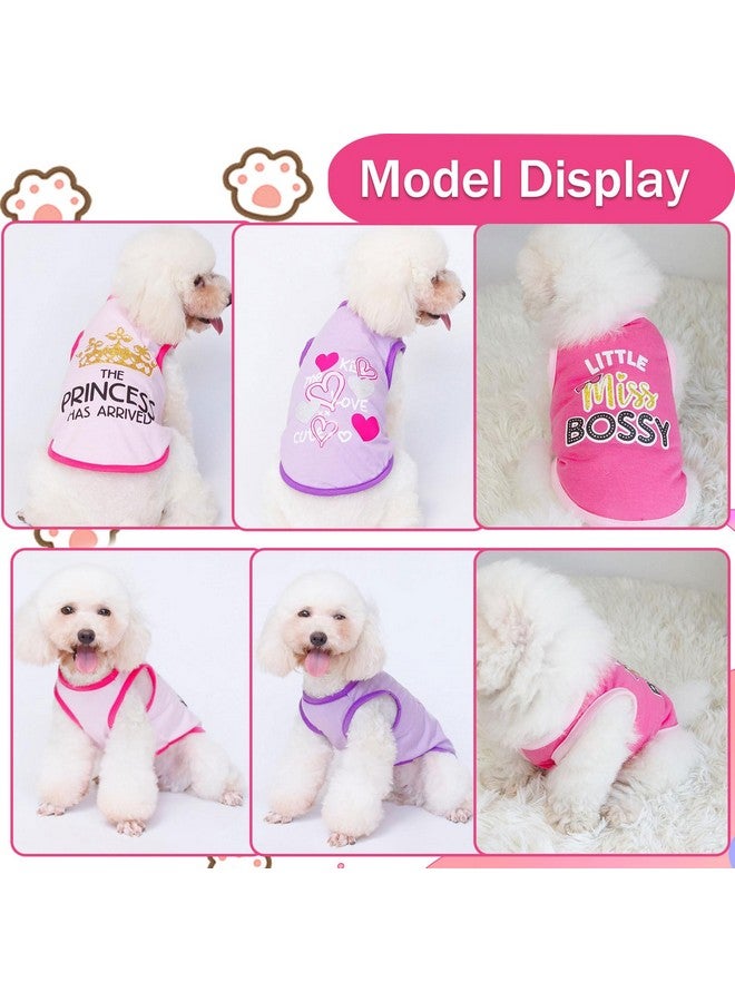 4 Pieces Dog Clothes for Small Dogs Girl Chihuahua Clothes Cute Pink Puppy Shirts Soft Small Puppy Shirts Shih Tzu Clothe Teacup Dog Costume Pet Cat Outfit Clothing for Xs - Image 5