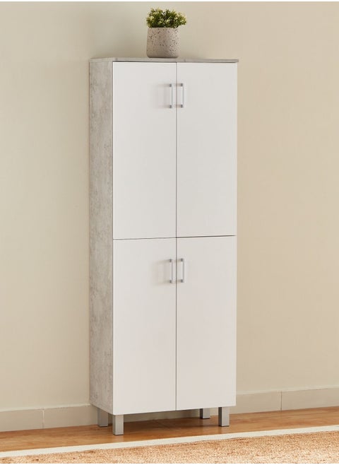 Patara Tall 24-Pair Multipurpose Shoe Rack With 4 Doors 7 Shelves 33 x 168.4 x 60 cm Engineered Wood White/Grey
