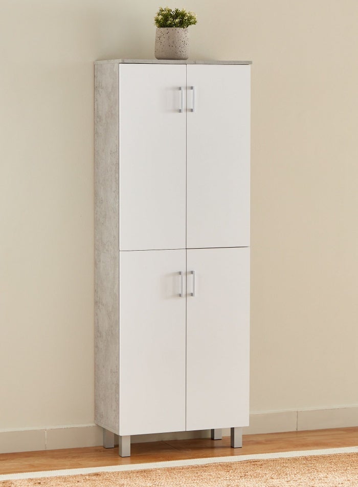 Home Box رف أحذية طويل متعدد الأغراض مكون من 24 زوجًا من باتارا مع 4 أبواب و7 أرفف 33 × 168.4 × 60 سم خشب هندسي أبيض/رمادي  - Image 1