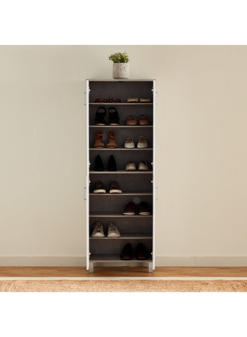 Home Box رف أحذية طويل متعدد الأغراض مكون من 24 زوجًا من باتارا مع 4 أبواب و7 أرفف 33 × 168.4 × 60 سم خشب هندسي أبيض/رمادي  - Image 4