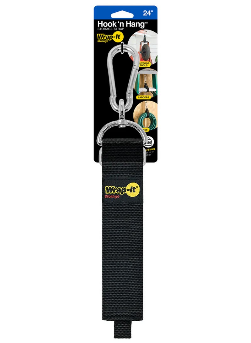 Wrap-It Storage Hook N Hang Storage Strap Black Holds Up To 250 Lbs 24-Inch - Image 1