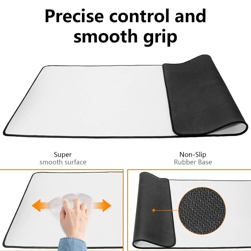 Qisan Large Gaming Mouse Pad Extended Mouse Pad -35.43x15.74x0.15 inch with Stitched Edge Heavy|Thick, Foldable Mat for Desktop,Laptop,Non-Slip Rubber Base Keyboard Mat for Game Players-White - Image 5