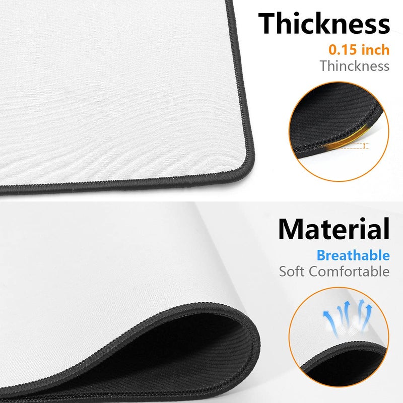 Qisan Large Gaming Mouse Pad Extended Mouse Pad -35.43x15.74x0.15 inch with Stitched Edge Heavy|Thick, Foldable Mat for Desktop,Laptop,Non-Slip Rubber Base Keyboard Mat for Game Players-White - Image 3