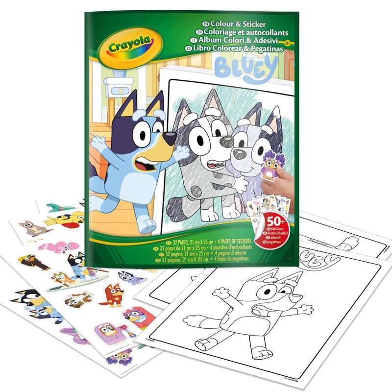 Crayola Bluey Color & Sticker Activity, Coloring Pages, 32 Count, Gift for Kids, Ages 3, 4, 5, 6 - Image 1