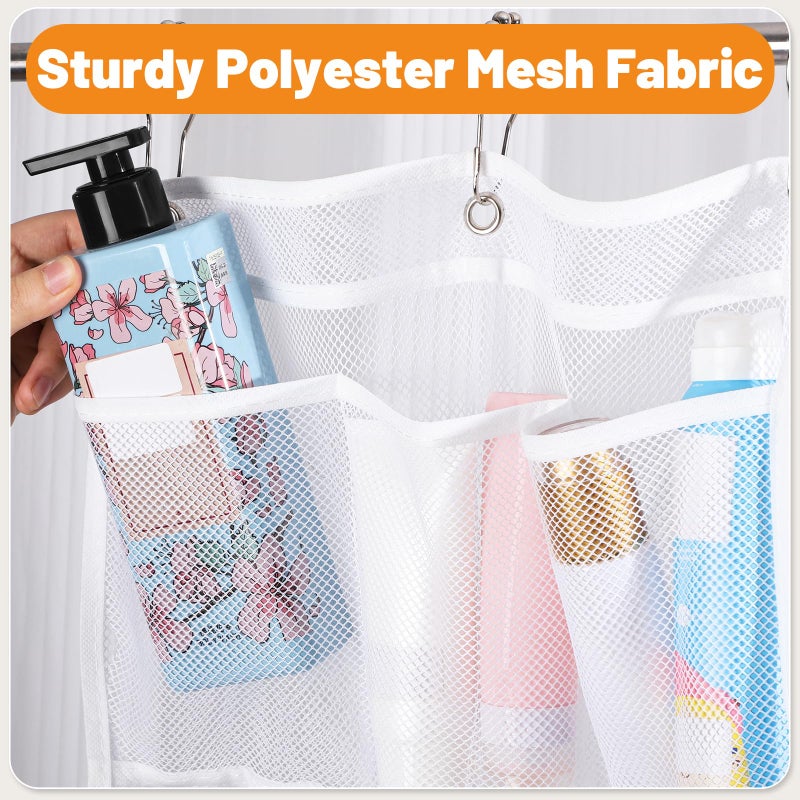 Dntorx 2 Pack Mesh Shower Hanging Caddy, 7 Pockets Hanging Shower Organizer with Metal Loop, Portable Bathroom Bag for Shampoo, Body Wash, Soap, and Cruise Ship Essentials - Image 5