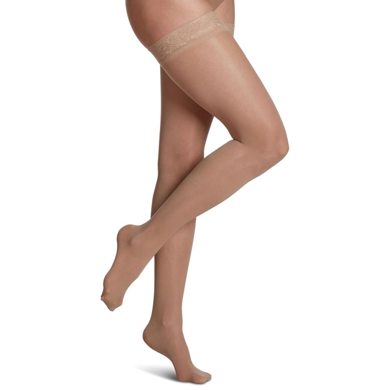سيحفاريس Sigvaris Women Women Women Fashion Hose Hose - 15-20mmhg ضغط الوزن - جوارب شديدة الانزلاق للارتداء اليومي المريح - العسل - (صغير) - Image 1