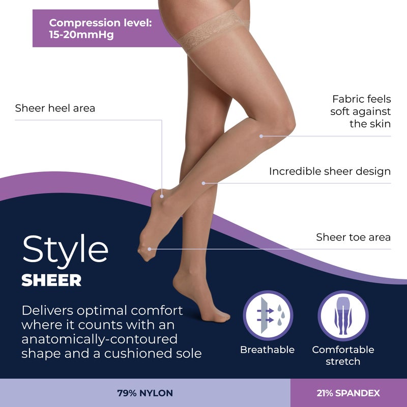 سيحفاريس Sigvaris Women Women Women Fashion Hose Hose - 15-20mmhg ضغط الوزن - جوارب شديدة الانزلاق للارتداء اليومي المريح - العسل - (صغير) - Image 2