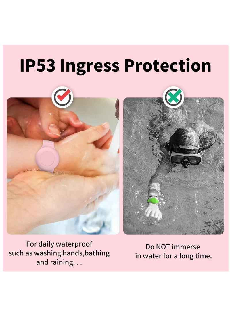 SYOSI - 2 Pack Airtag Bracelet for Kids Waterproof Silicone Wristband Full Case Cover for Apple Airtag Holder Anti Lost Watch Band Hidden Accessories for Toddler Child Strap Pink And Green - Image 1
