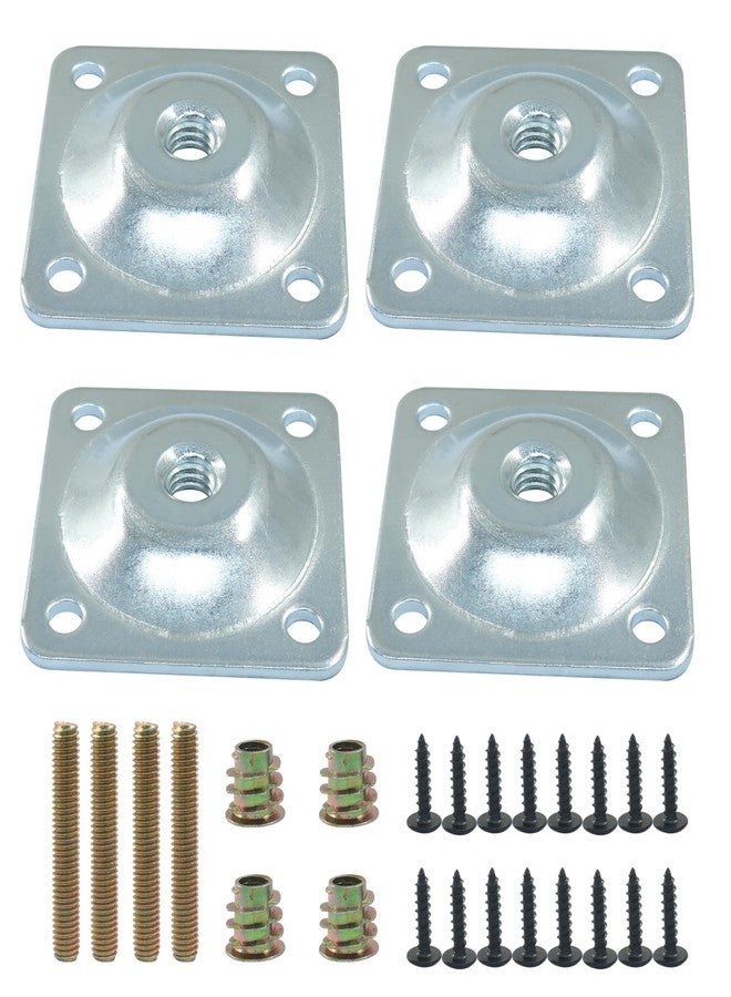 Murtenze 4 Pack Leg Mounting Plates, 5/16"(M8) Mounting T-Plates with Hanger Bolts, Screws Strengthen Furniture Repair for Sofa/Couch/Seat(Silver) - Image 2